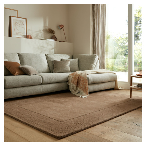 Kusový ručně tkaný koberec Tuscany Textured Wool Border Brown - 160x230 cm Flair Rugs koberce