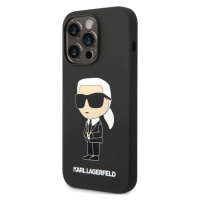 Silikónové puzdro Karl Lagerfeld na Apple iPhone 14 Pro KLHCP14LSNIKBCK Liquid Silicone Ikonik N