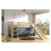 Vyvýšená detská posteľ z borovicového dreva 90x200 cm v prírodnej farbe PINO - Vipack