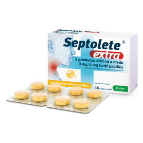 SEPTOLETE Extra citrón a med 16 tvrdých pastiliek