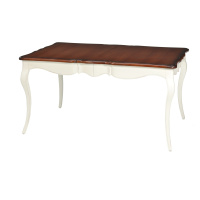 Estila Luxusný provensálsky masívny rozkladací jedálenský stôl s tmavou vrchnou doskou a bielou 