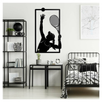 Drevený obraz športu - Tenistka, Čierna