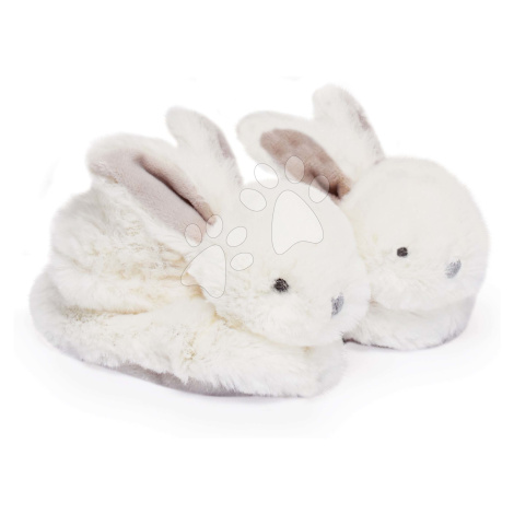 Papučky pre bábätko s hrkálkou Zajačik Lapin Bonbon Doudou et Compagnie biele v darčekovom balen