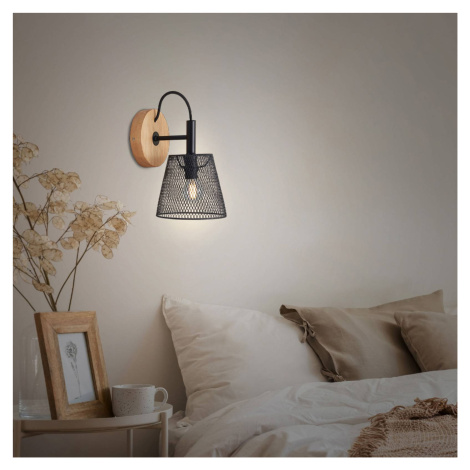 Wood & Style 2077 Nástenná lampa s rozšíreným kovovým tienidlom Briloner