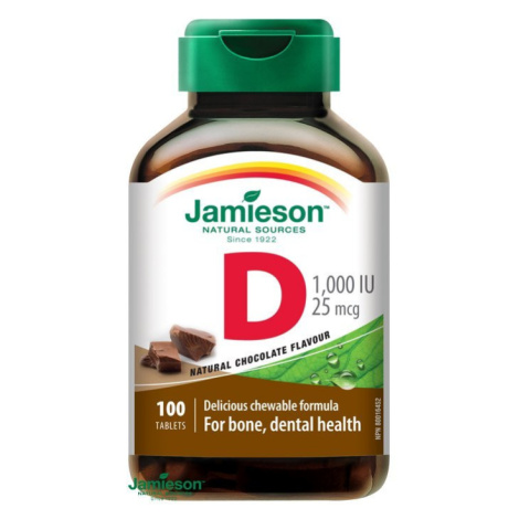 Jamieson Vitamín D3 1000 IU na cmúľanie s príchuťou čokolády 100 tabliet