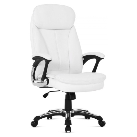 AUTRONIC KA-Y287 WT Kancelářská židle, bílá koženka, plast ve stříbrné, kolečka pro tvrdé podlah