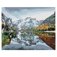 Diamantové maľovanie - PRVÝ SNEH NA BRAIES LAKE Rámovanie: vypnuté plátno na rám, Rozmer: 40x50 