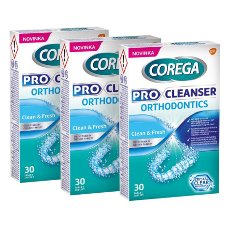 COREGA Pre cleanser orthodontics čistiace tablety pre strojčeky 3 x 30 kusov