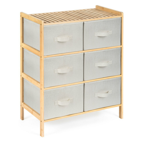 G21 Bambusová polica s košíkmi, 3 police, béžová, 3 poschodia