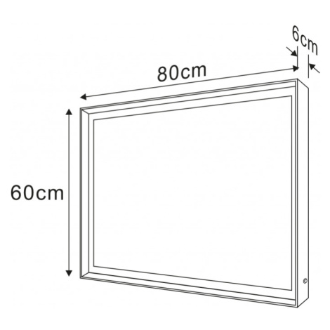 SAPHO - SORT zrkadlo s LED osvetlením 60x80cm, bezdotykový IR senzor, 2700-6500K, čierna mat ST0