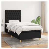 vidaXL Posteľný rám boxspring s matracom čierny 90x200 cm látka