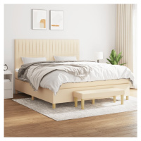 vidaXL Posteľný rám boxspring s matracom krémový 160x200 cm látka