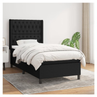 vidaXL Posteľný rám boxspring s matracom čierny 90x200 cm látka