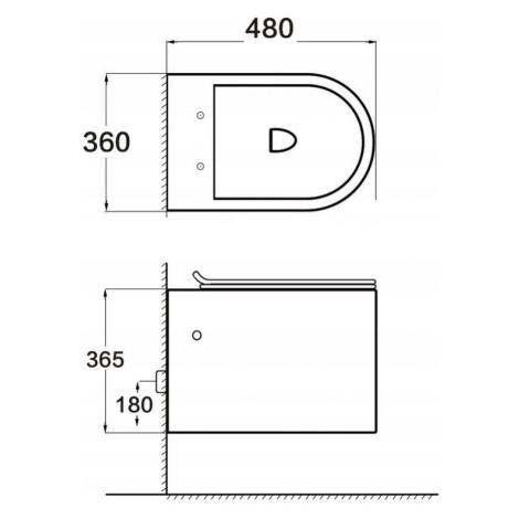 Mexen SOFIA Rimless závesná wc misa so sedátkom s pomalým zatváraním, 48 x 36 cm, čierna matná, 