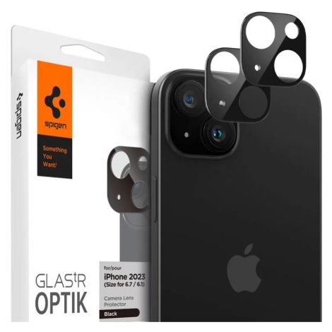 Ochranné sklo Spigen Glass tR Optik 2 Pack, black - iPhone 15/15 Plus (AGL06917)