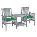 Zaradné stoličky so stolíkom akácia / látka Dekorhome Tmavo zelená,Zaradné stoličky so stolíkom 