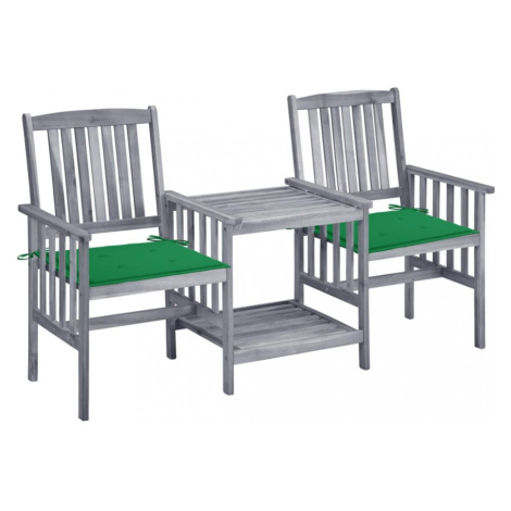 Zaradné stoličky so stolíkom akácia / látka Dekorhome Tmavo zelená,Zaradné stoličky so stolíkom  vidaXL
