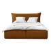 Okrovožltá zamatová čalúnená dvojlôžková posteľ s úložným priestorom s roštom 160x200 cm Jade - 