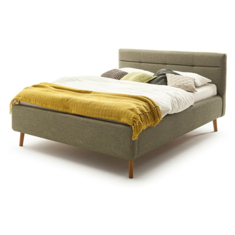 Zelená čalúnená dvojlôžková posteľ s úložným priestorom s roštom 160x200 cm Lotte - Meise Möbel