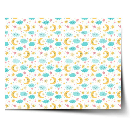 Plagát Mesiac a modré obláčiky - 90x60 cm