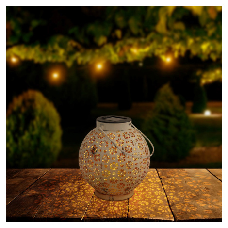 LED solárna lampa 52854, biela, kov, 20 cm, IP44, sada 2 ks Näve