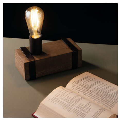 Stolná lampa Texas starožitné drevo, 1-plameňové Eco-Light