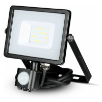 Reflektor LED so senzorom PRO 20W, 3000K, 1600lm, čierny, VT-20-S (V-TAC)