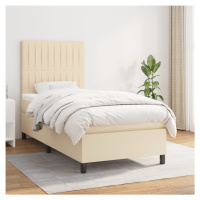 vidaXL Posteľný rám boxspring s matracom krémový 90x190 cm látka