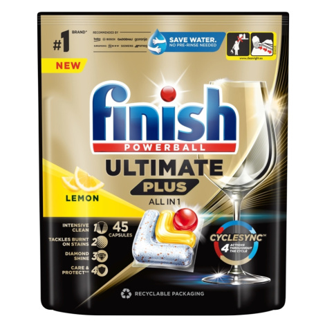 FINISH Ultimate Plus All in 1 Kapsule do umývačky riadu Lemon Sparkle 45 ks