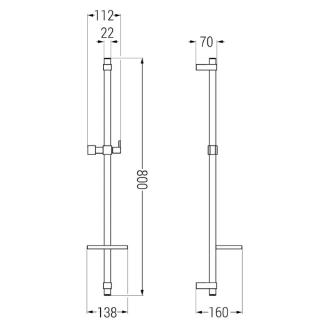 Mexen sprchová tyč DQ 80 cm s miskou na mydlo, čierna, 79381-70