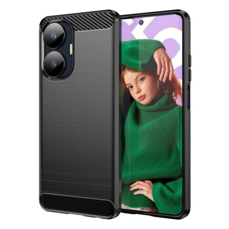 Realme C55, silikónové puzdro, stredne odolné voči nárazom, brúsené, karbónový vzor, čierne