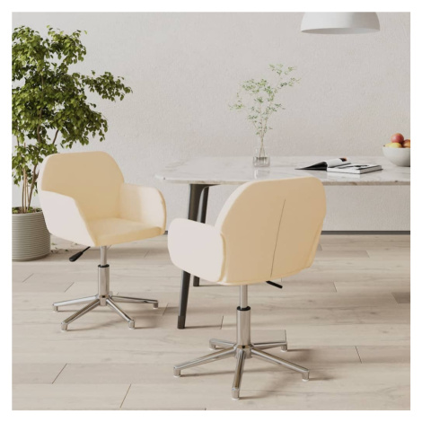 vidaXL Otočné jedálenské stoličky 2 ks krémové látkové
