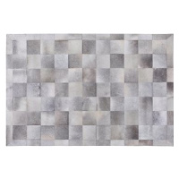 Sivý kožený patchwork koberec 140 × 200 cm ALACAM, 73716