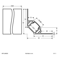 EVN APFL3 Al-dlaždicový profil vnútorný 200x4,3cm