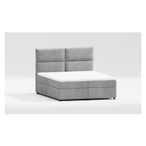 Svetlosivá boxspring posteľ s úložným priestorom 200x200 cm Rico – Ropez