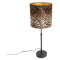 Stolová lampa čierny zamatový odtieň leopardie prevedenie 25 cm - Parte