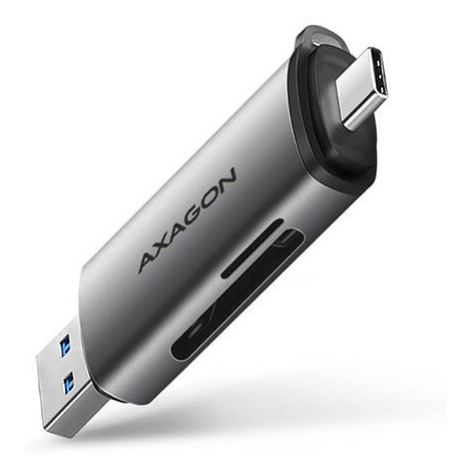 AXAGON CRE-SAC, USB3.2 Gen 1 Type-C + Type-A externá čítačka kariet SD/microSD, podpora UHS-I