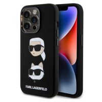 Karl Lagerfeld Liquid Silicone Karl and Choupette Heads Zadný Kryt pre iPhone 15 Pro Black