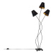 Dizajnová stojaca lampa čierna so zlatým 3-svetlom - Melis