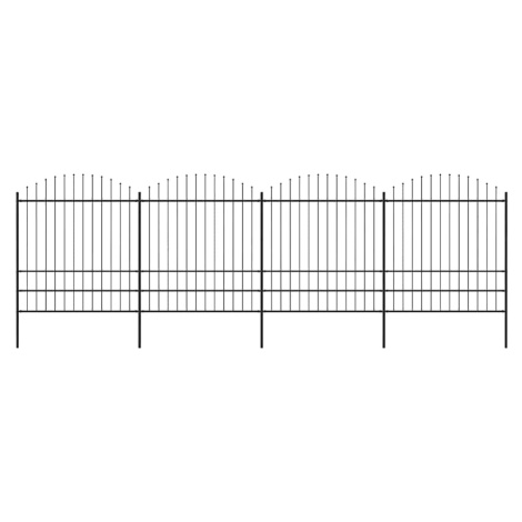 vidaXL Záhradný plot s vrchnou časťou z ocele 671x200 cm čierny