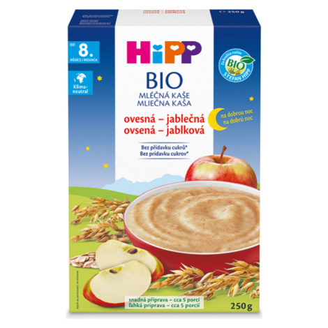 HiPP BIO Kaša mliečna na dobrú noc ovsená – jablková od 8. mesiaca, 250 g