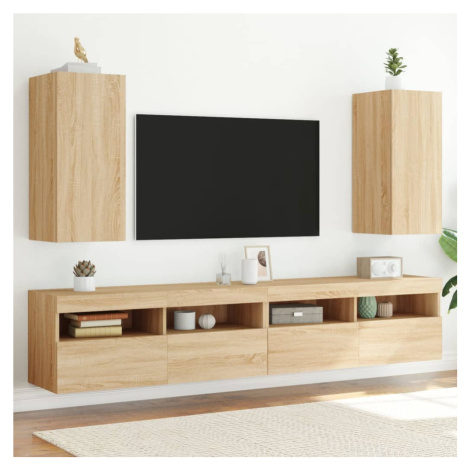 vidaXL TV nástenné skrinky s LED svetlami 2 ks dub sonoma 30,5x35x70cm