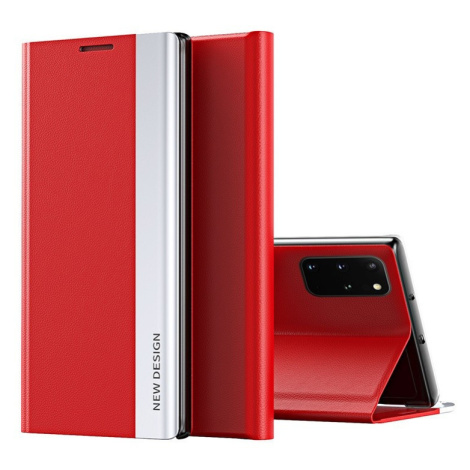 Samsung Galaxy M13 4G SM-M135F, puzdro s bočným otváraním, stojan, Wooze Silver Line, červená fa
