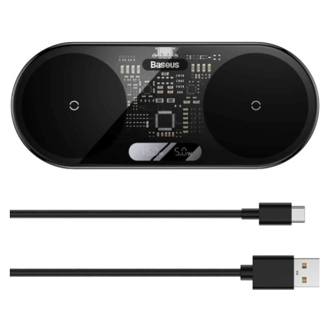Bezdrôtová nabíjačka Baseus WXSX010101 LED Display 2in1, 20W + USB-C kábel 1m, čierna