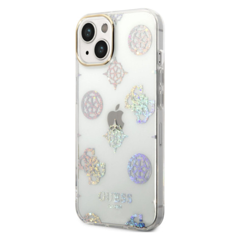 Plastové puzdro Guess na Apple iPhone 14 Plus GUHCP14MHTPPTH Peony Glitter biele