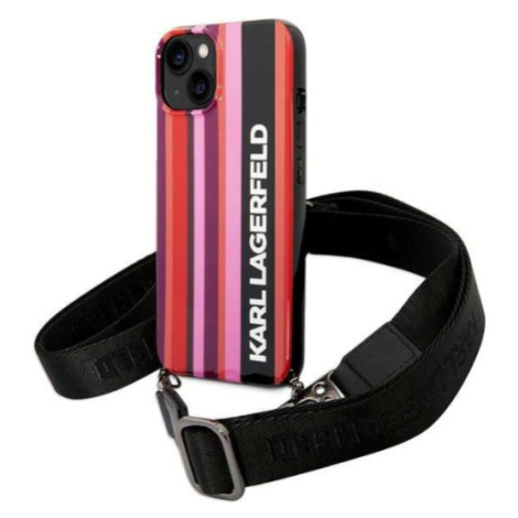 Plastové puzdro Karl Lagerfeld na Apple iPhone 14 KLHCP14SSTSTP Color Stripes Strap ružové
