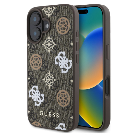 Guess 4G Peony s MagSafe Kryt pre iPhone 16, Hnedý