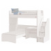 Poschodová posteľ s písacím stolom a schodíkmi pure modular - biela