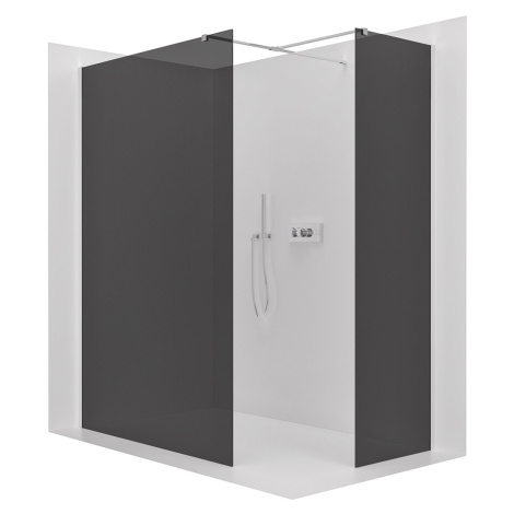 CERANO - Sprchová zástěna Walk-in Onyx T L/P - 8 mm - hranatá vzpěra - chrom, grafitové sklo - 1