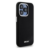 DKNY Liquid Silicone Silver Metal Logo MagSafe Apple iPhone 15 Pro DKHMP15LSMCHLK Black